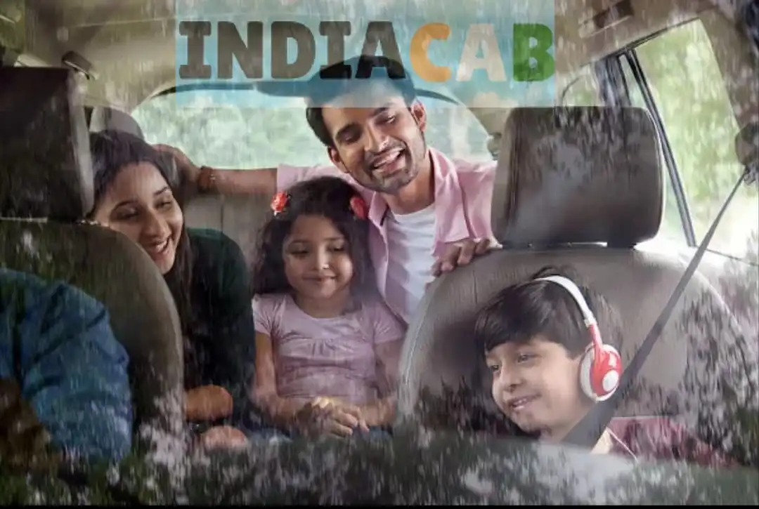 Happy Family enjoying cab